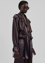 Simona Cropped Satin Trench Coat
