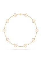 Vintage Alhambra Necklace, 10 Motifs, 18K Yellow Gold, Mother-of-Pearl