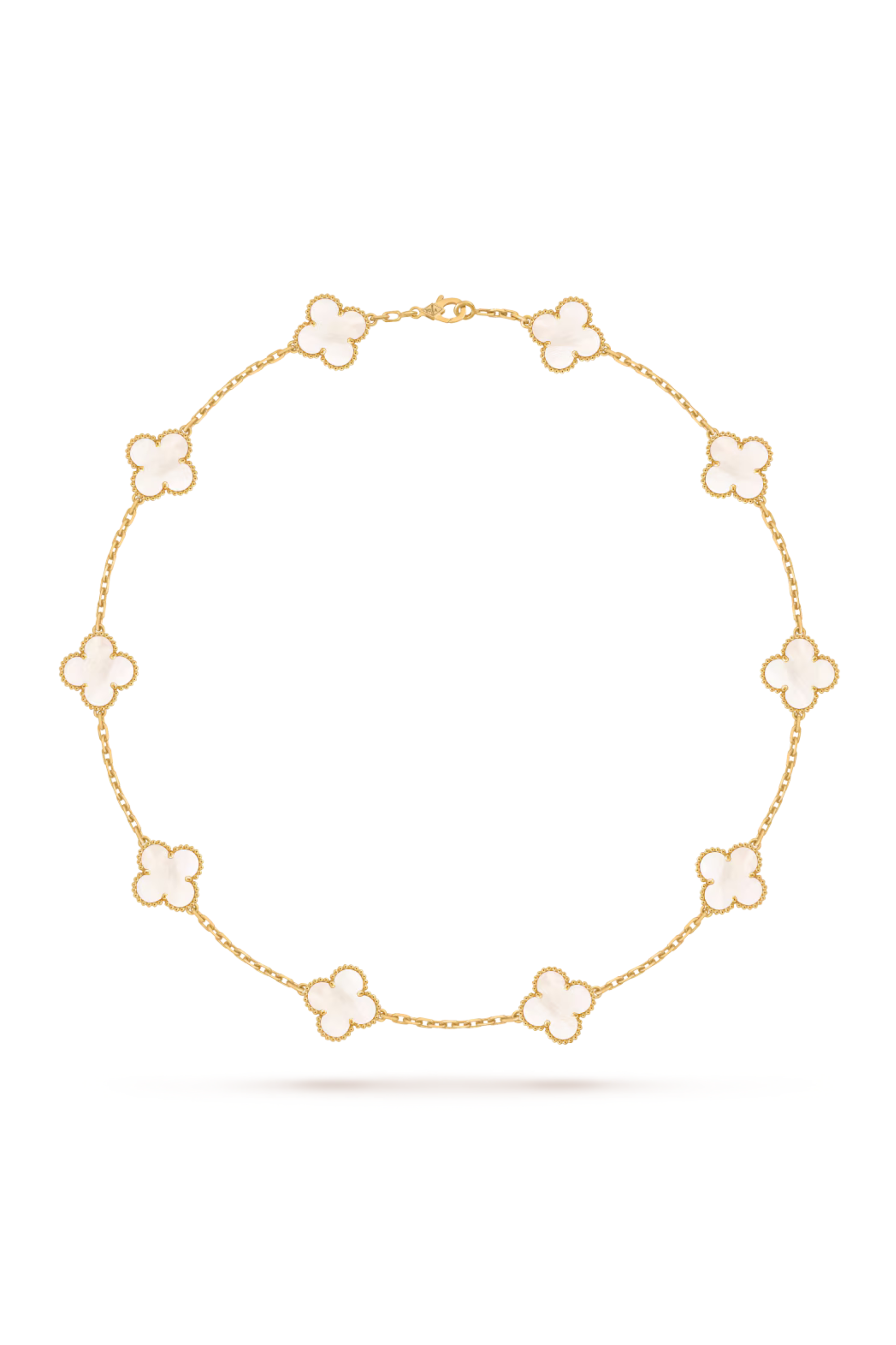 Vintage Alhambra Necklace, 10 Motifs, 18K Yellow Gold, Mother-of-Pearl