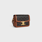 Céline Teen Triomphe Bag in Triomphe Canvas and Calfskin – Tan