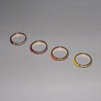 The Split Pave + Enamel Stacking Ring, 14K Gold