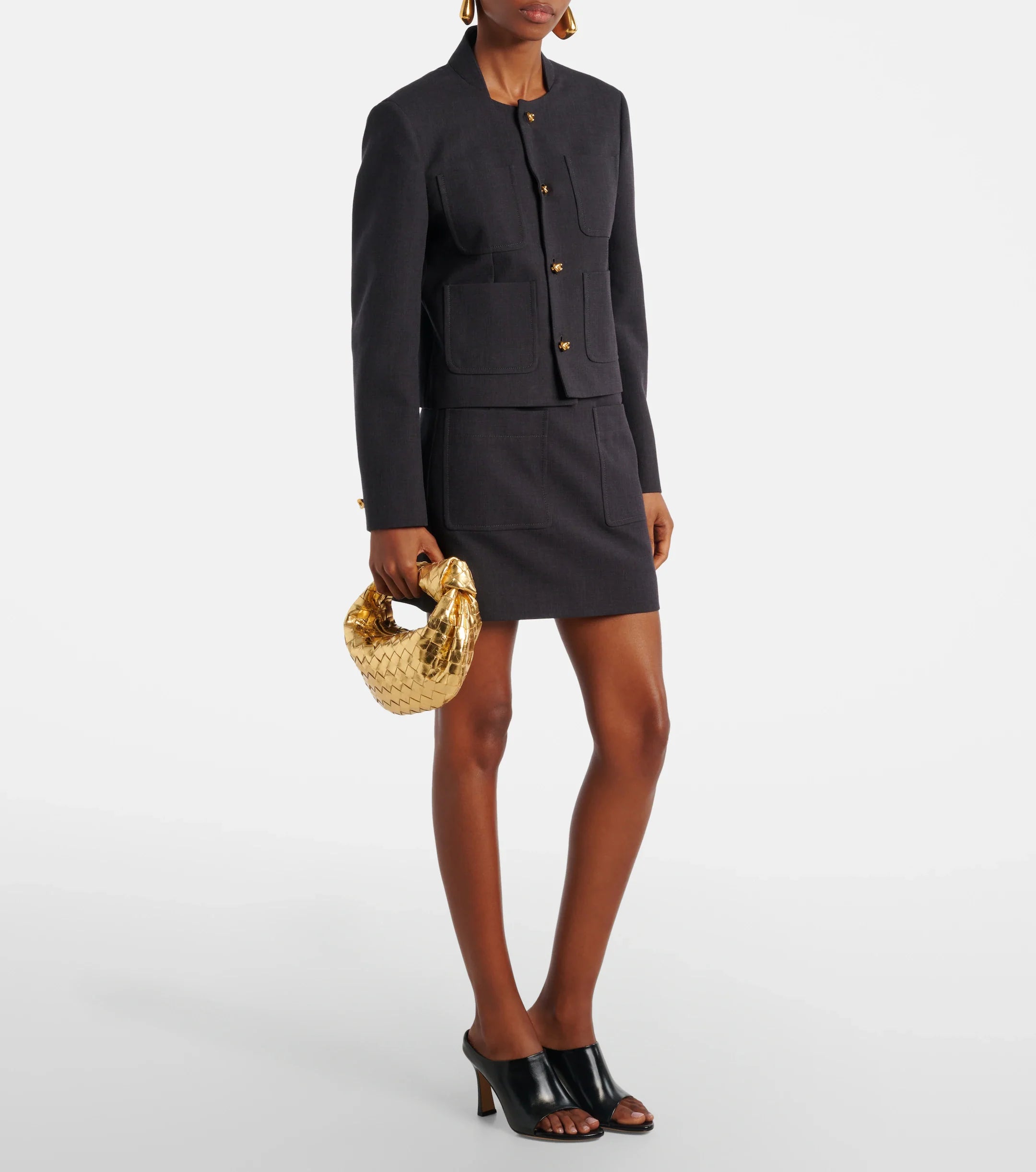 Bottega Veneta Jodie Intrecciato Metallic Leather Tote – Gold