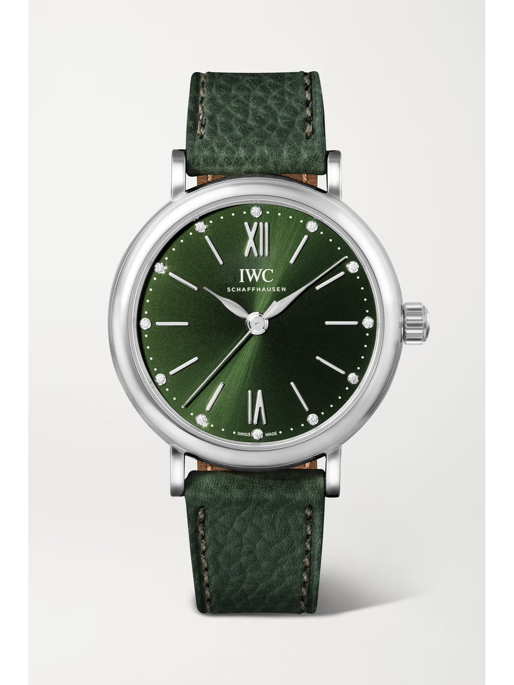 IWC Schaffhausen Portofino Automatic 40mm Stainless Steel, Textured-Leather and Diamond Watch
