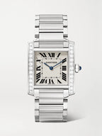 Cartier Tank Française 25.05mm Medium Stainless Steel and Diamond Watch