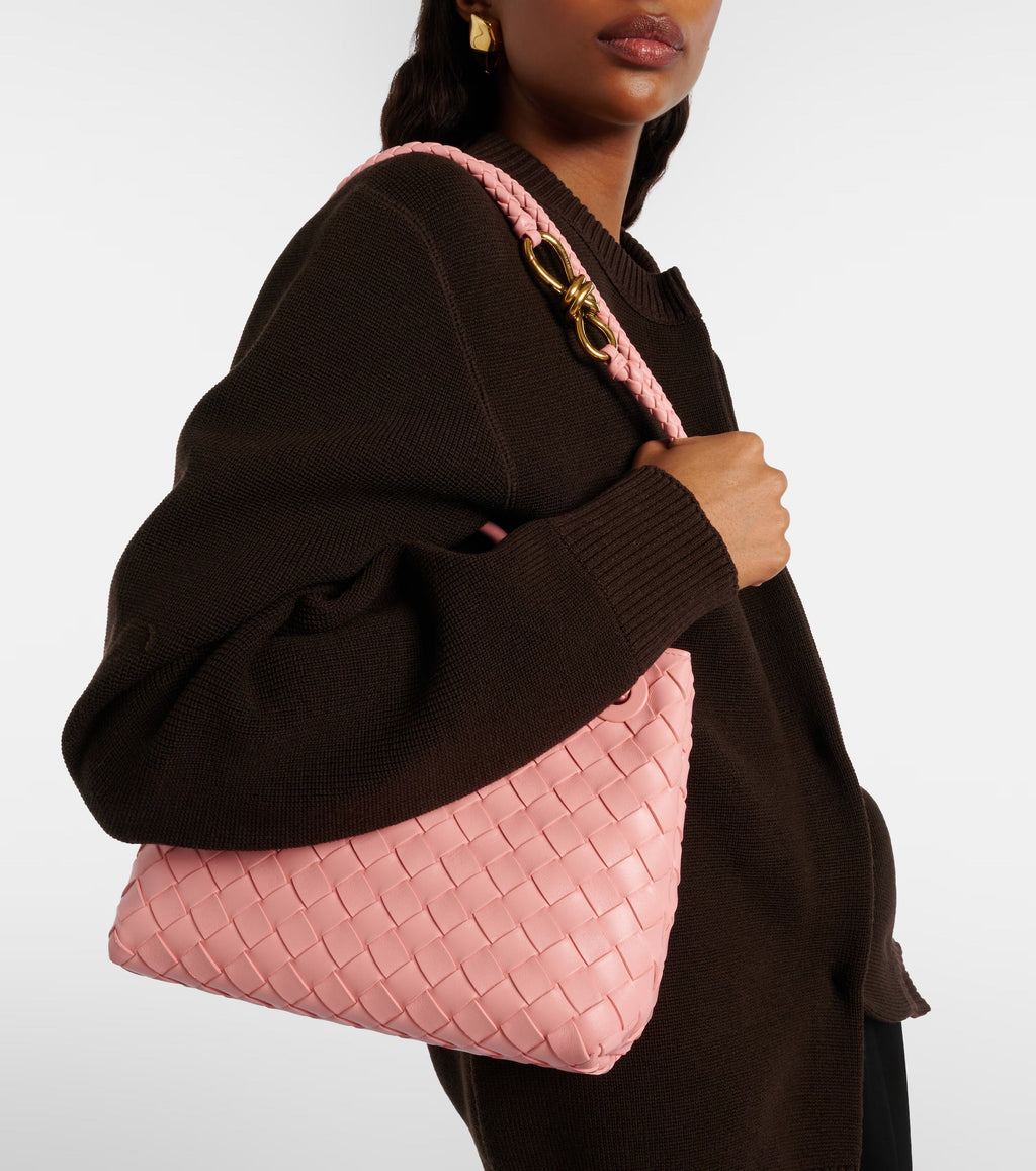 Bottega Veneta Andiamo Intrecciato Small Leather Tote – Pink