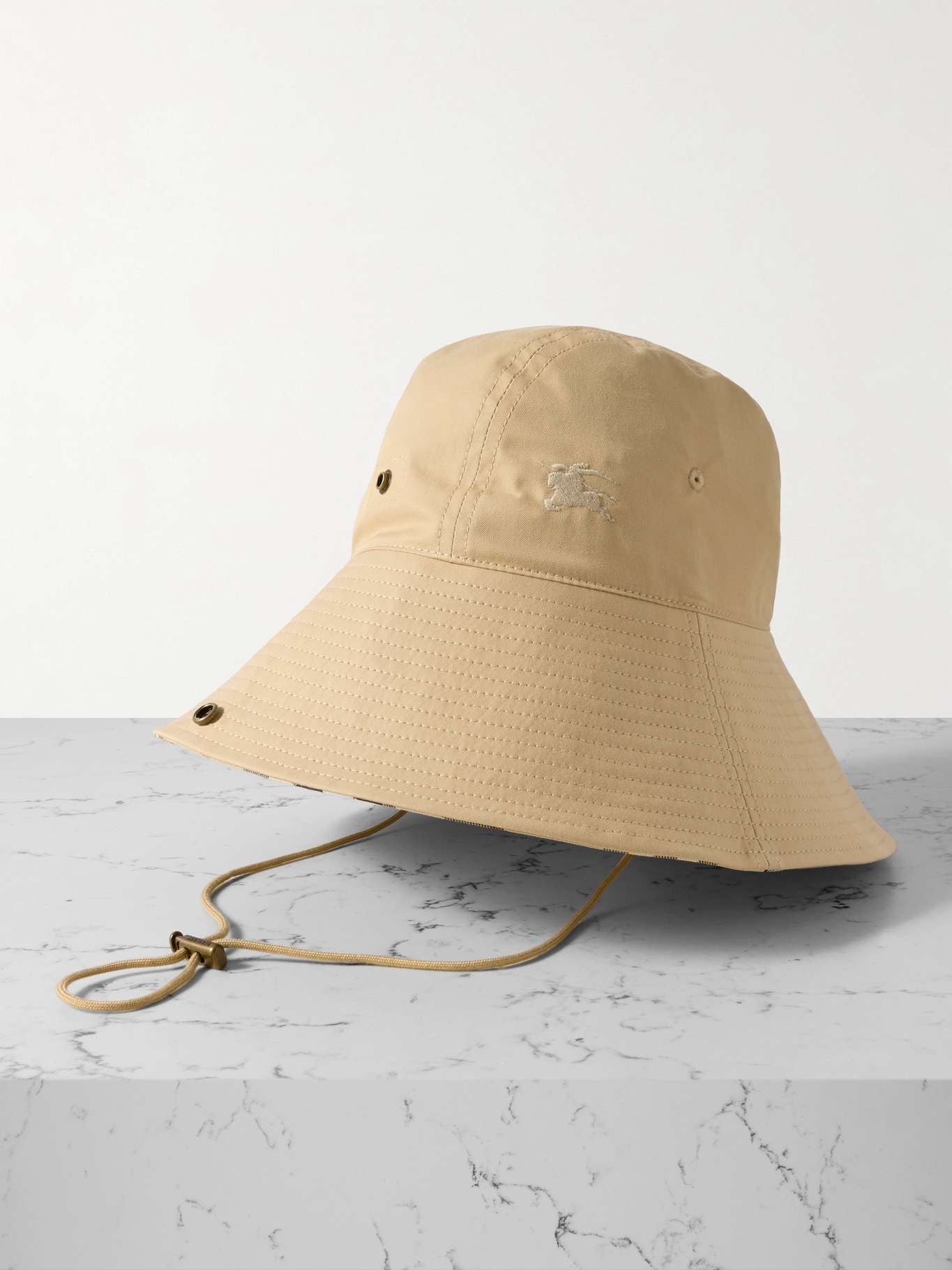 Burberry Cotton-Gabardine Bucket Hat — Beige