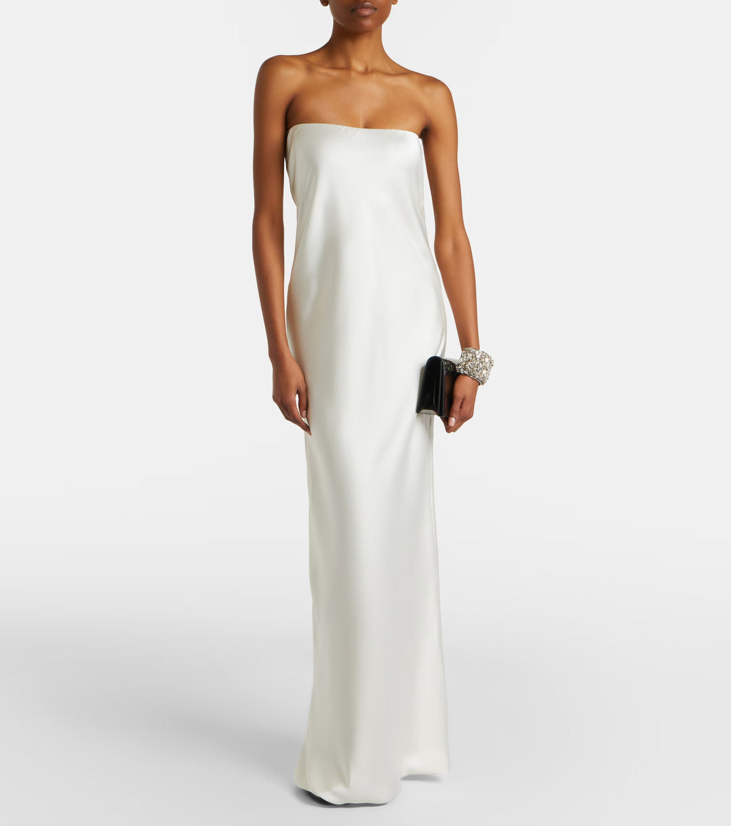 Norma Kamali Strapless Satin Maxi Dress