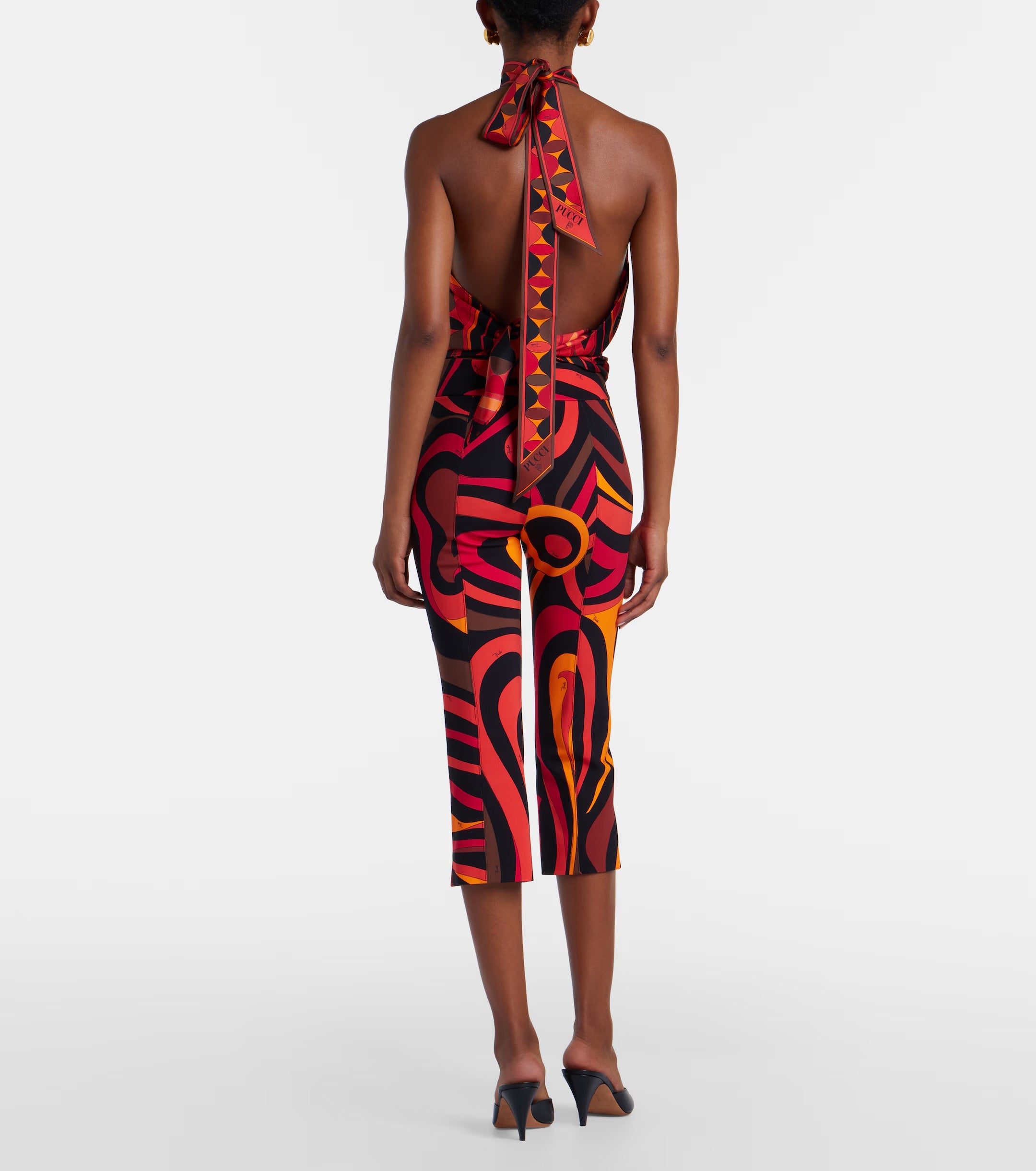 Pucci Marmo Jersey Capri Pants in Orange