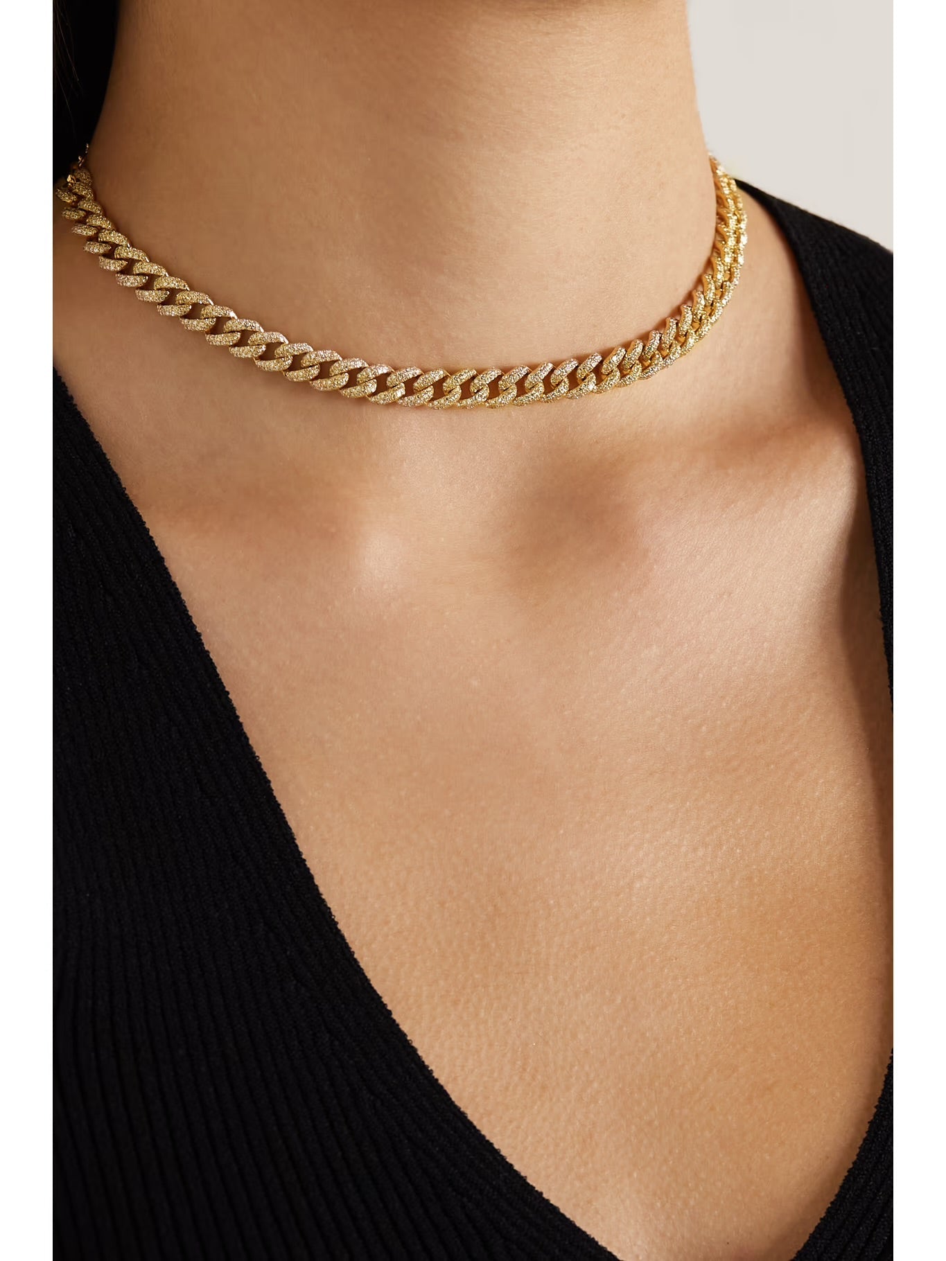 Medium Diamond Link Necklace, 18K Gold