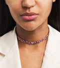 Heart Tennis Necklace, 18K Rose Gold