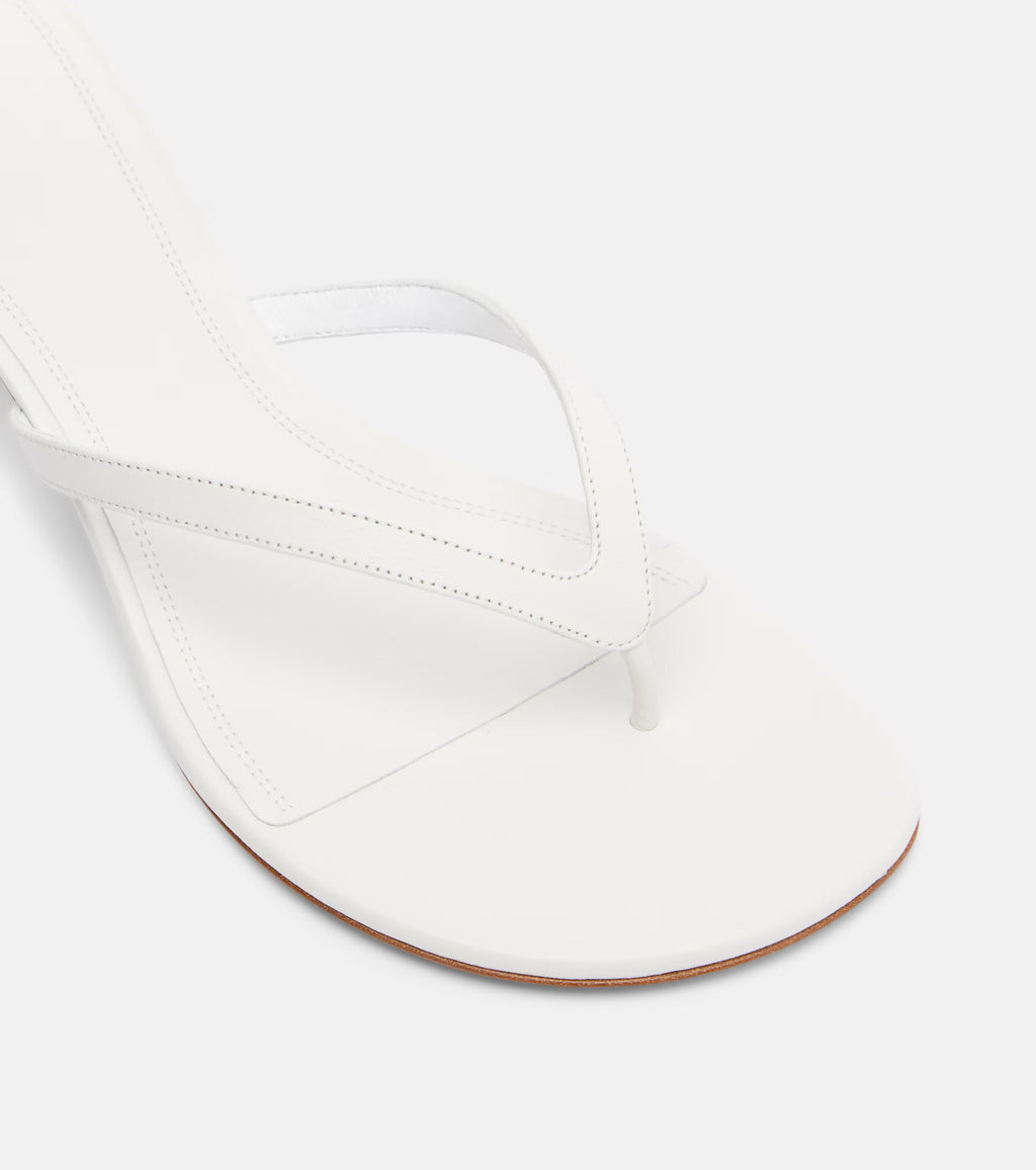 Amina Muaddi Juliette Leather Thong Sandals – White