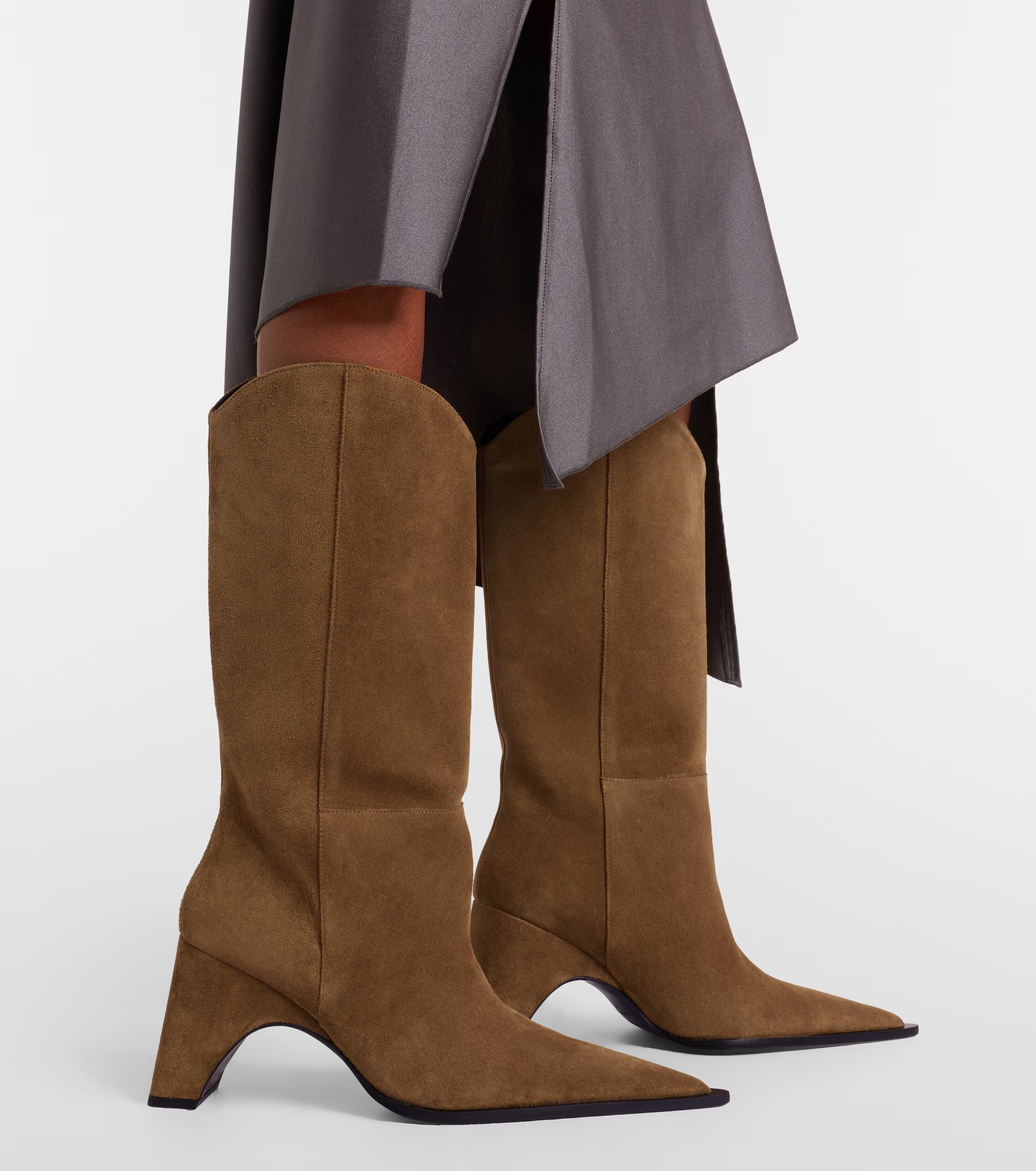 Coperni Cowboy Suede Knee-High Boots - Brown