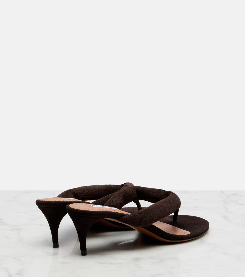 Alaïa Suede Thong Sandals – Brown