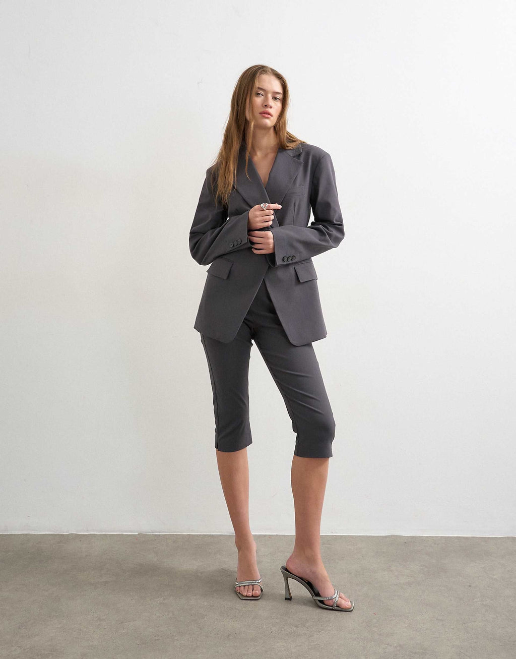 Topshop Co-ord Bengaline Capri in Slate