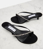 Jimmy Choo Dila 35 Leather and Satin Thong Sandals – Black