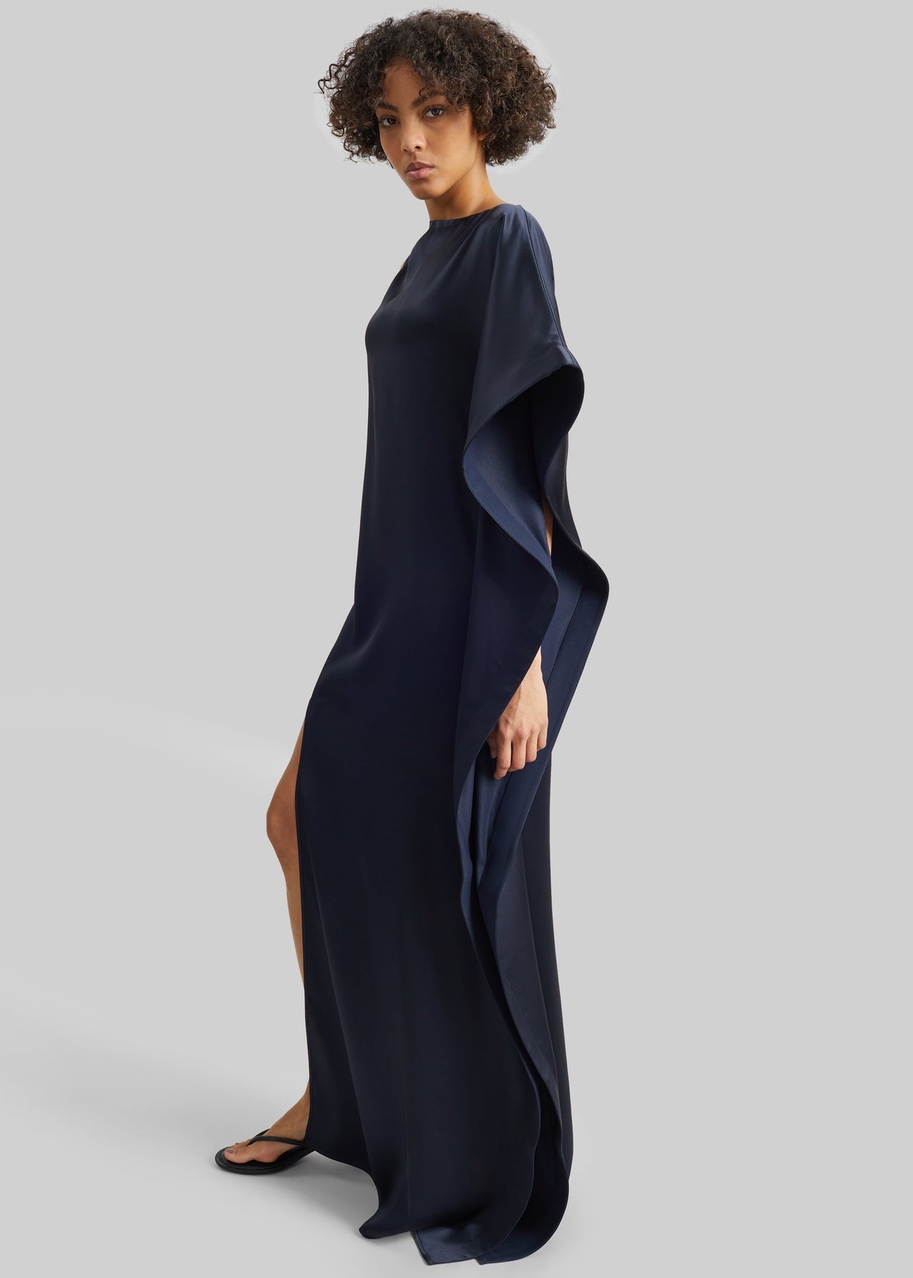 Bevza Asymmetric Maxi Dress - Dark Ink Navy