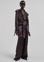 Simona Cropped Satin Trench Coat
