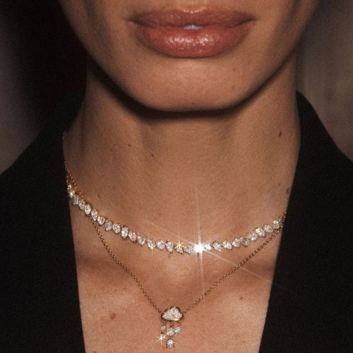 18K Prong-Set Fancy Diana Diamond Tennis Necklace