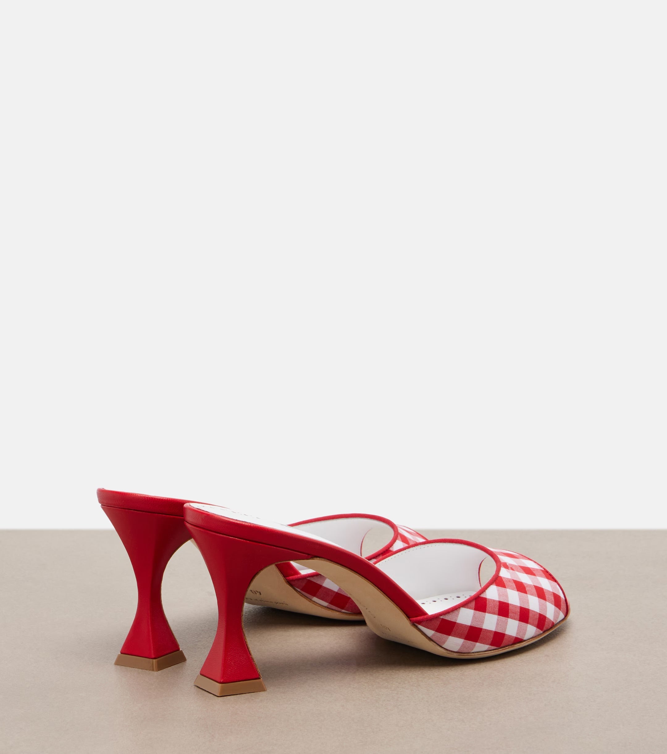 Manolo Blahnik Jadara Leather-Trimmed Gingham Mules – Red