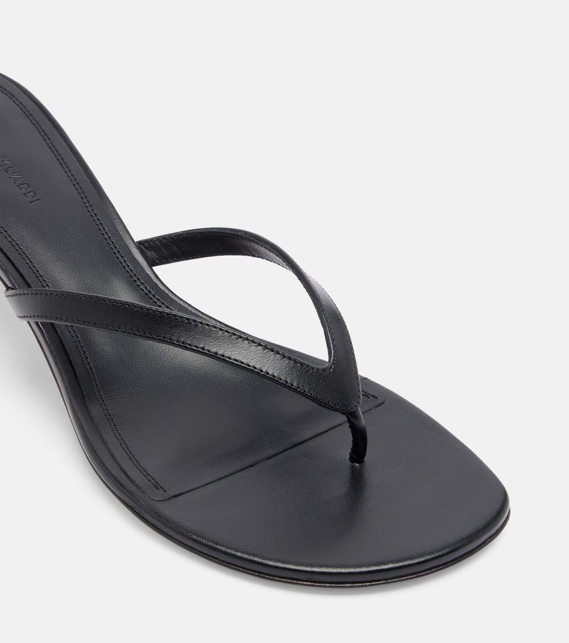 Amina Muaddi Juliette Leather Thong Sandals – Black