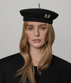Ruslan Baginskiy Crystal-Embellished Black Cotton Beret