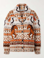 Jacquard-Knit Wool Cardigan
