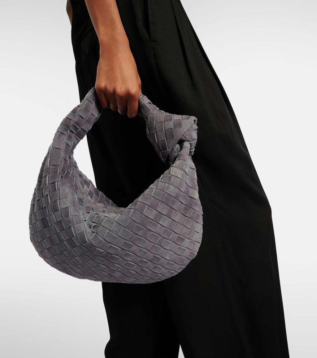 Bottega Veneta Jodie Small Intrecciato Suede Tote – Grey