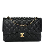 Caviar Quilted Jumbo Double Flap Black