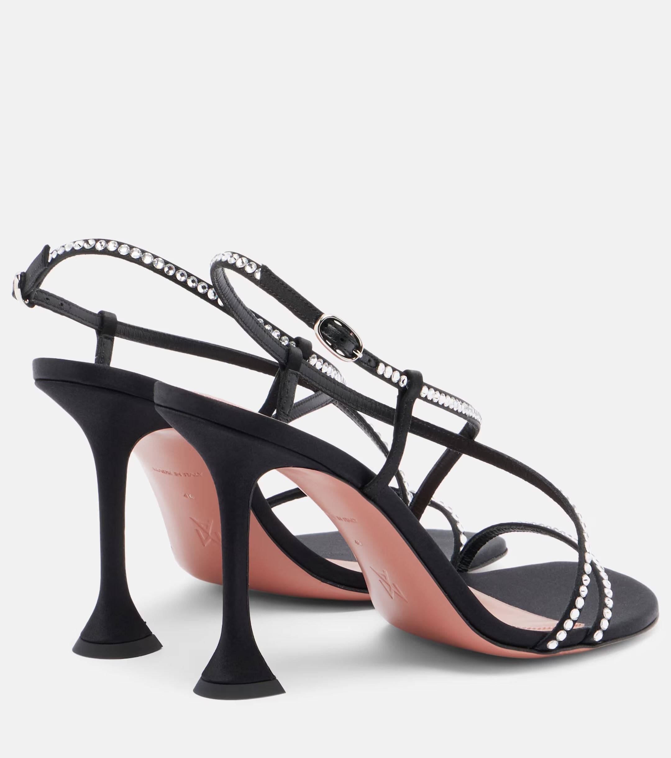 Amina Muaddi Sally Crystal-Embellished Satin Sandals