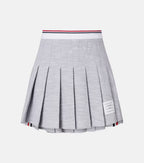 Thom Browne Pleated Cotton-Blend Tweed Miniskirt – Grey
