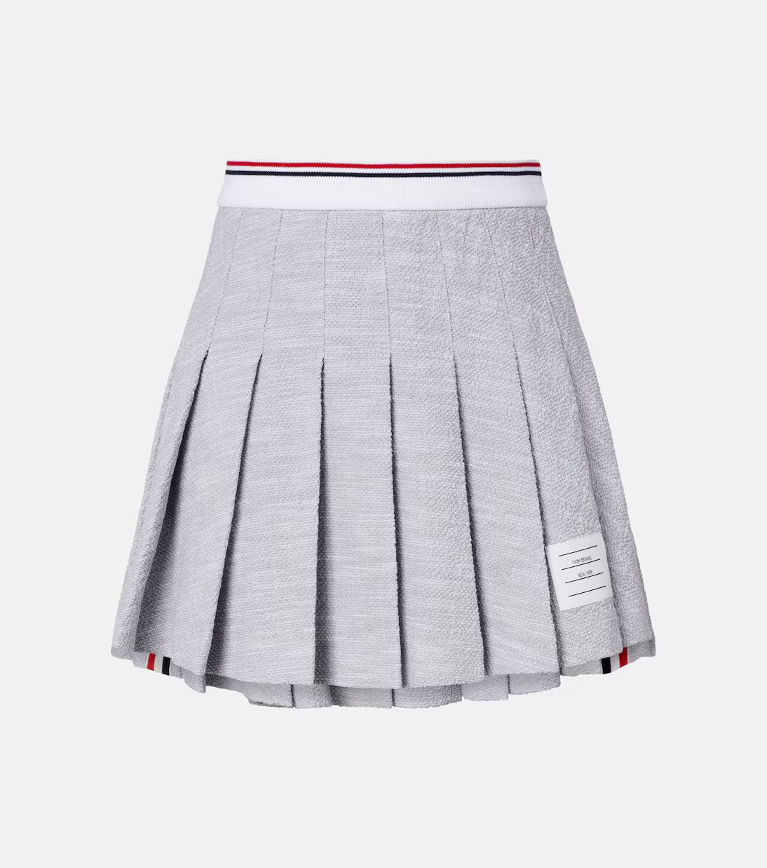 Thom Browne Pleated Cotton-Blend Tweed Miniskirt – Grey