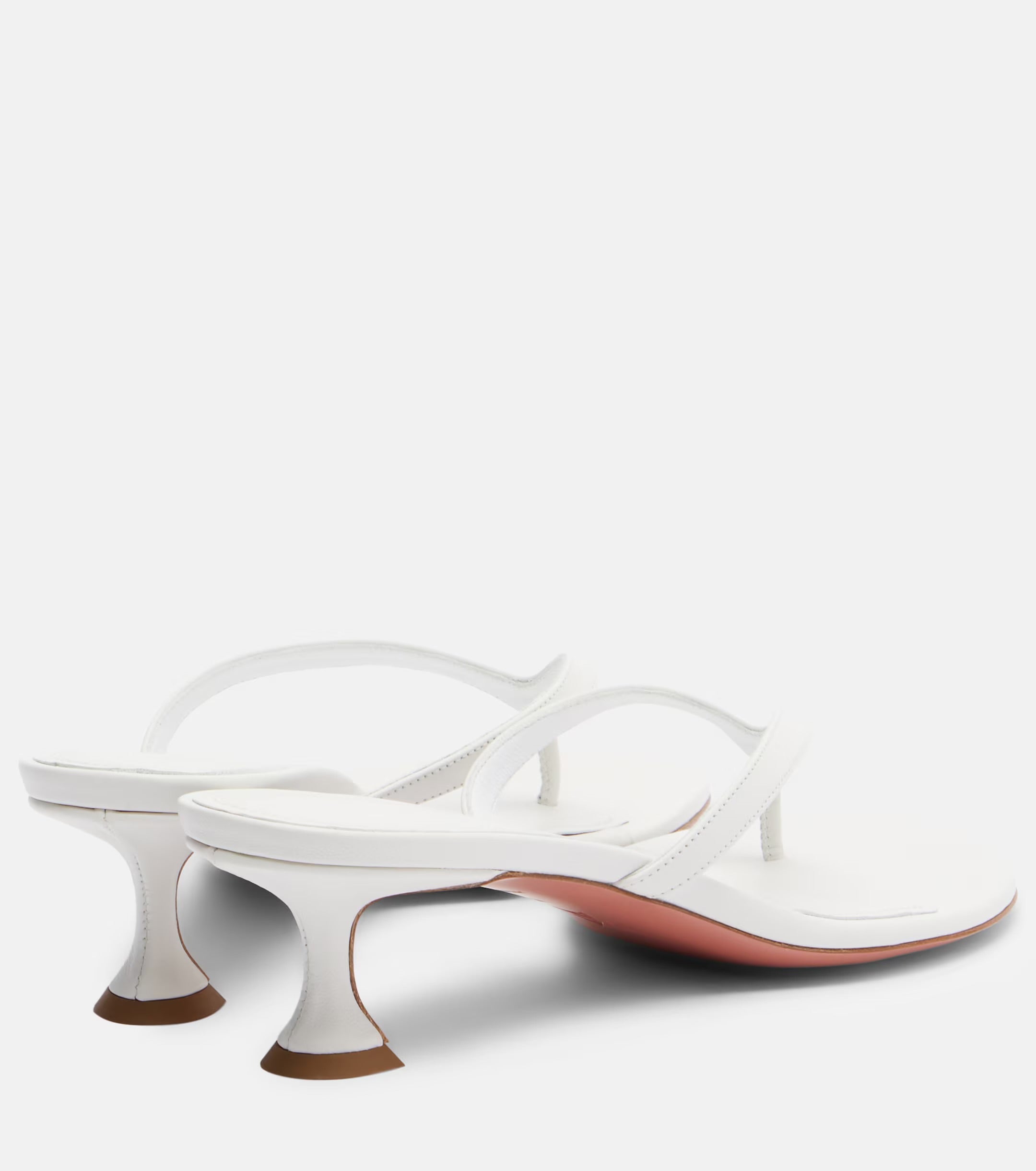 Amina Muaddi Juliette Leather Thong Sandals – White