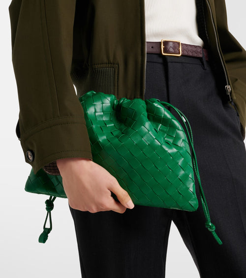 Bottega Veneta Intrecciato Medium Leather Pouch – Green