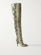 Colt Snake-Effect Leather Over-the-Knee Boots — Khaite