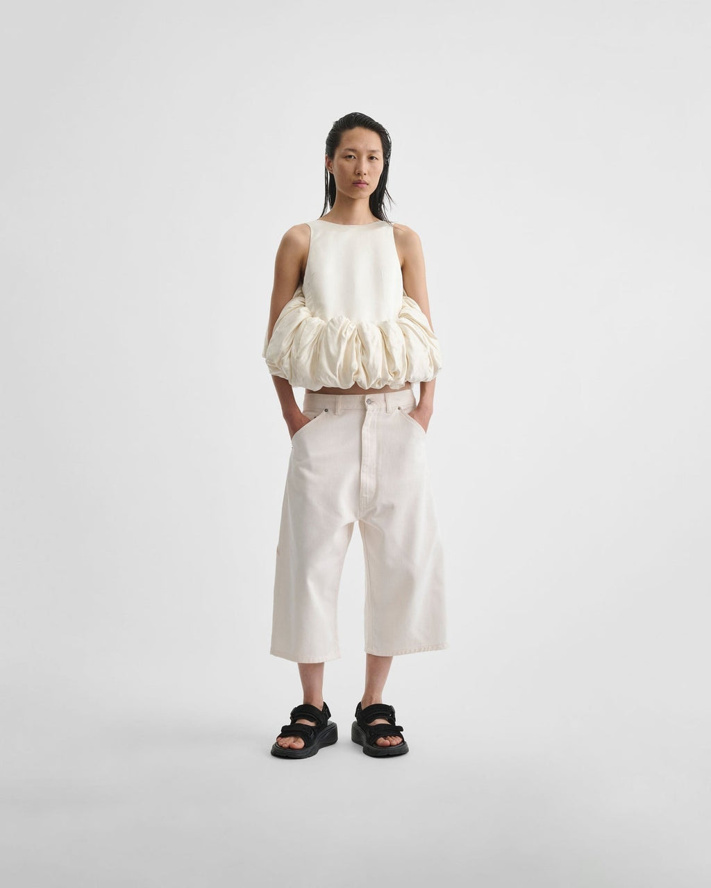 Phoebe Philo Sugar Vest in Vanilla Silk Satin