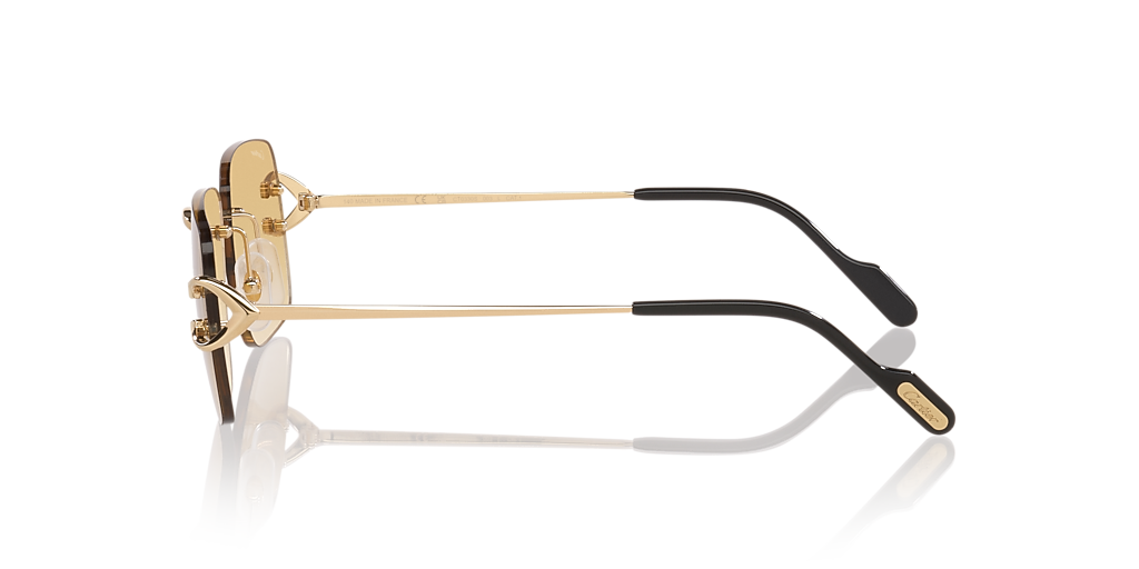 Cartier CT0330S Rimless Rectangle Sunglasses in Gold Metal with Yellow Gradient Lenses