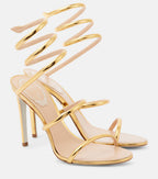 René Caovilla Cleo 105 Mirrored Leather Sandals – Gold