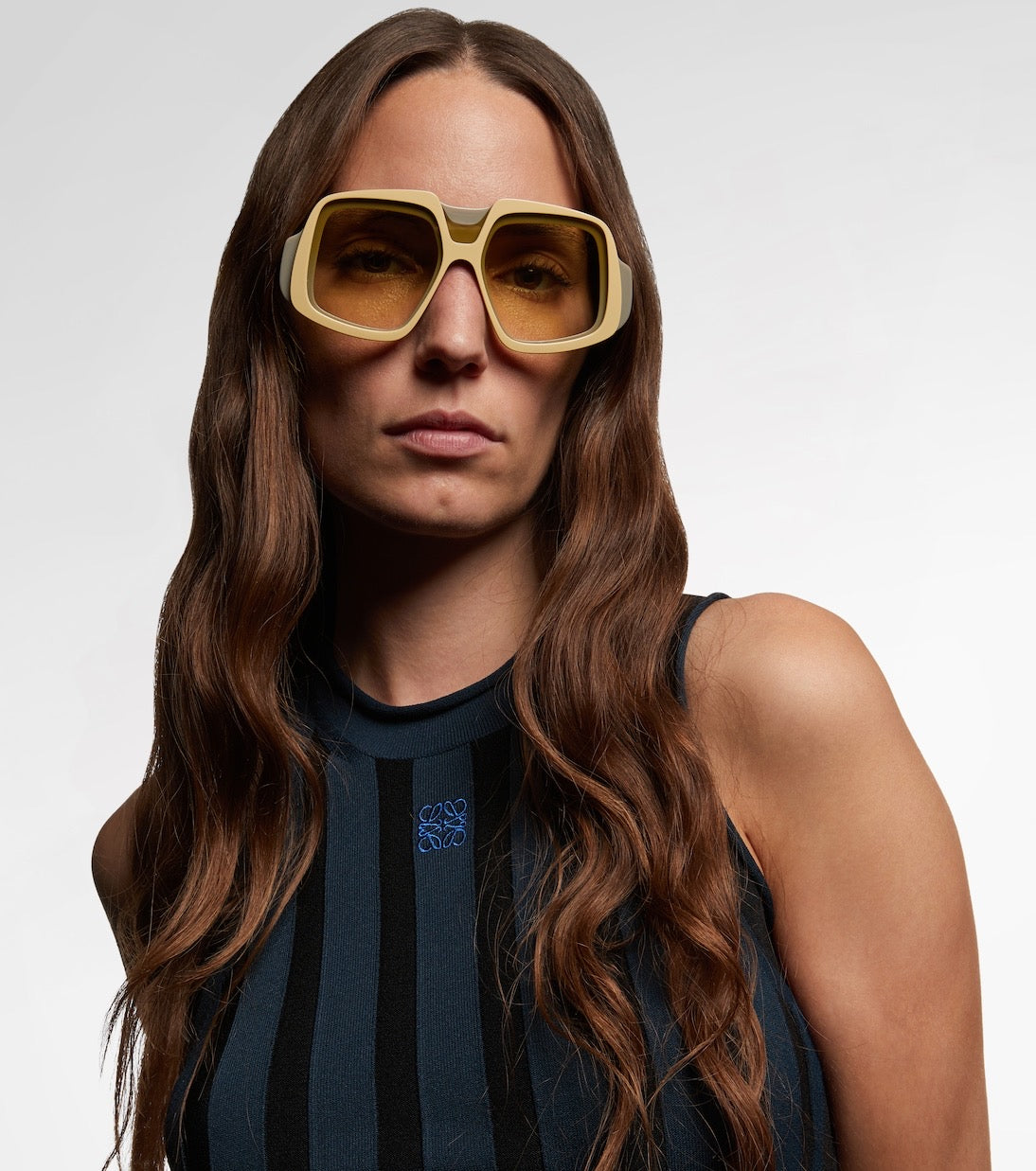 Anagram Oversized Square Sunglasses — Yellow