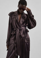 Simona Cropped Satin Trench Coat