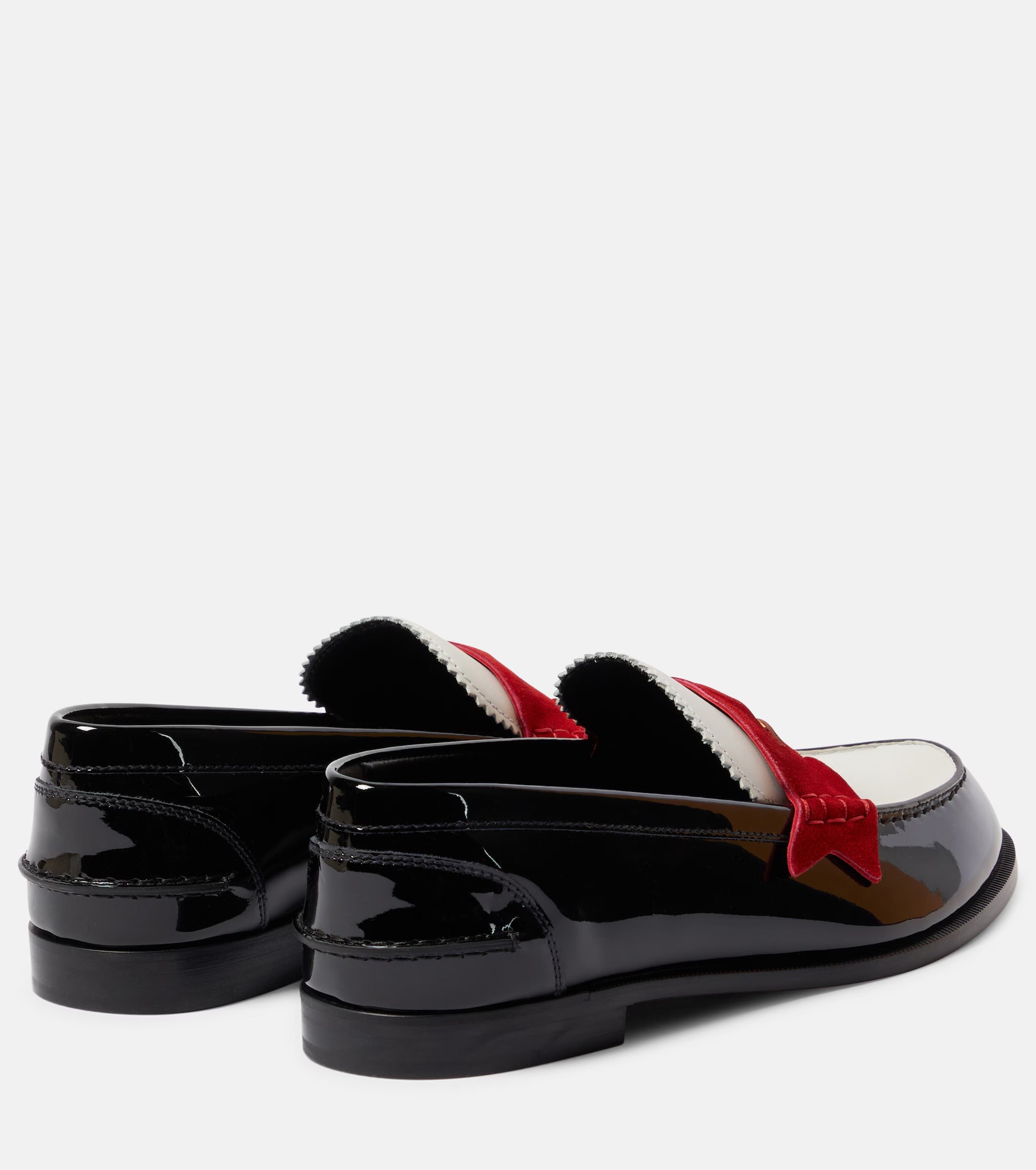 Christian Louboutin Penny Suede-Trimmed Patent Leather Loafers