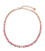 Heart Tennis Necklace, 18K Rose Gold