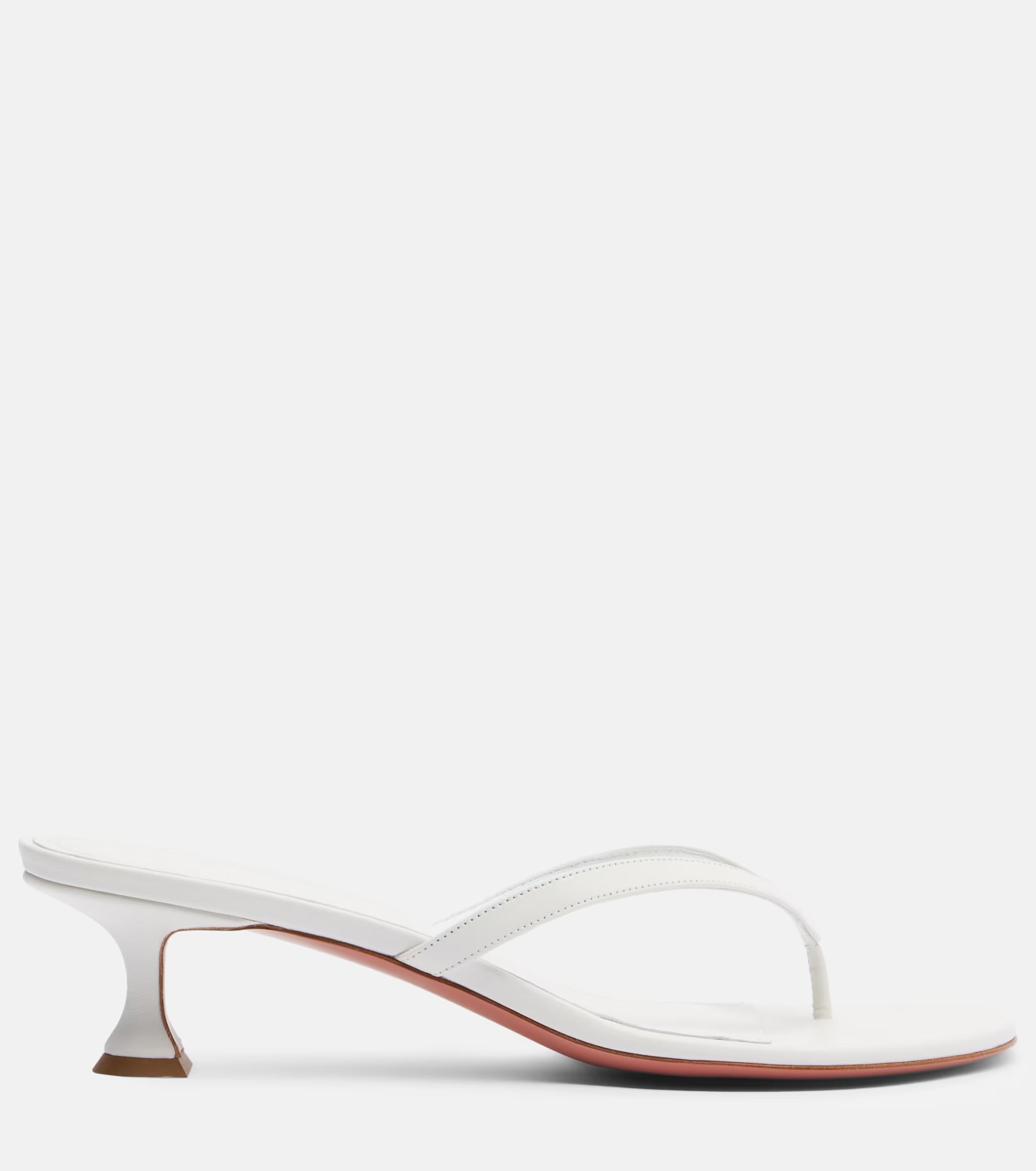 Amina Muaddi Juliette Leather Thong Sandals – White