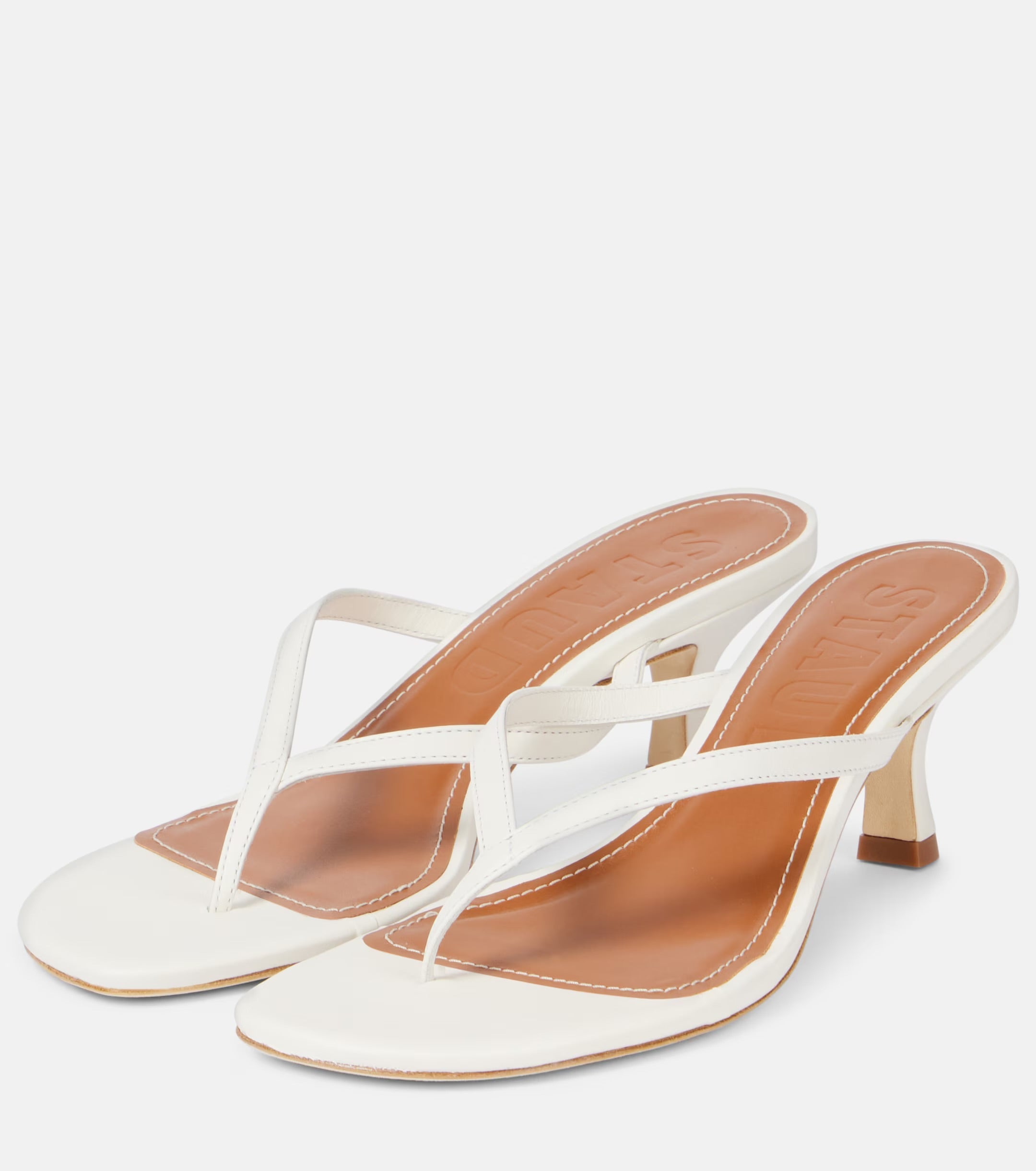 Staud Freja Leather Thong Sandals – White