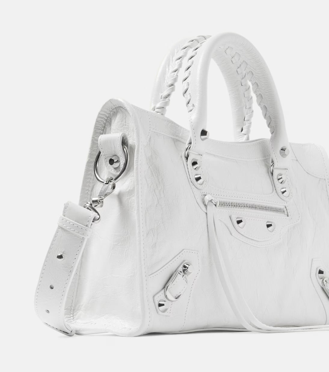 Balenciaga Le City Small Leather Shoulder Bag White