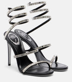 René Caovilla Cleo Spark Embellished Leather Sandals – Black