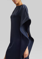 Bevza Asymmetric Maxi Dress - Dark Ink Navy