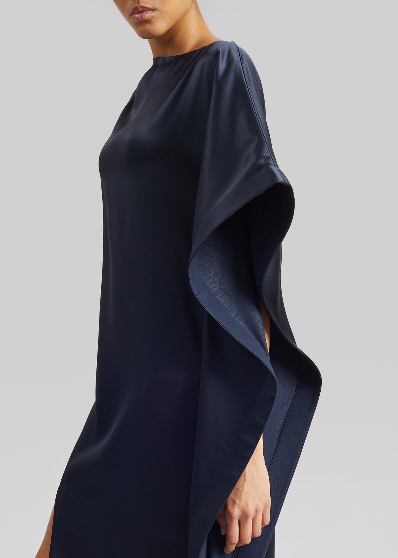 Bevza Asymmetric Maxi Dress - Dark Ink Navy