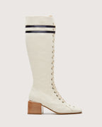 Lili Curia Isadora Tall Boot in Off White Canvas
