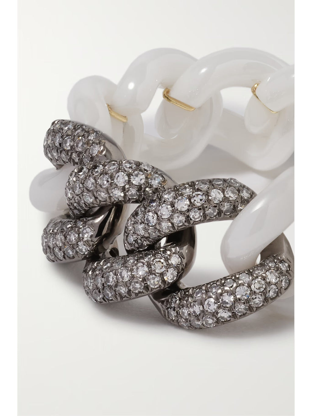 Ceramic, Blackened Gold and Diamond Ring, 18K Gold