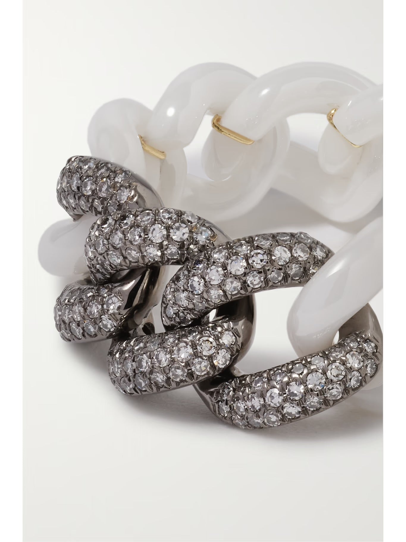 Ceramic, Blackened Gold and Diamond Ring, 18K Gold